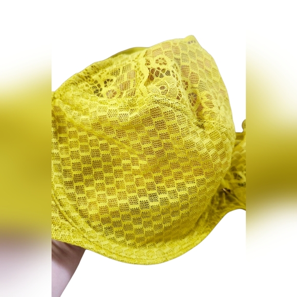 NWT Darjeeling Paris Vibrant Lime yellow green Lace Bra, Size FR 95D (US 36D) – - Picture 4 of 10